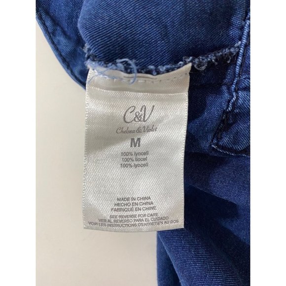 Chelsea & Violet Blue Chambray Sleeveless Lyocell Top‎ with ties at Shoul… - Picture 9 of 11